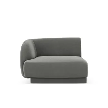 Modul canapea dreapta 1 loc, Miley, Micadoni Home, BL, 92x85x74 cm, catifea, gri deschis imagine