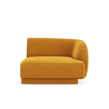 Modul canapea stanga 1 loc, Miley, Micadoni Home, BL, 92x85x74 cm, catifea, galben imagine