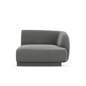Modul canapea stanga 1 loc, Miley, Micadoni Home, BL, 92x85x74 cm, catifea, gri deschis imagine