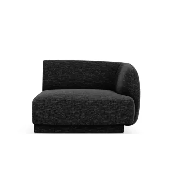 Modul canapea stanga 1 loc, Miley, Micadoni Home, BL, 92x85x74 cm, poliester chenille, negru imagine