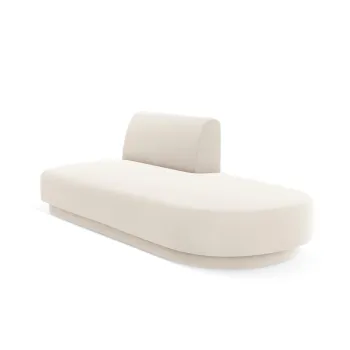 Modul canapea stanga 2 locuri, Miley, Micadoni Home, BL, 158x85x74 cm, catifea, bej deschis imagine