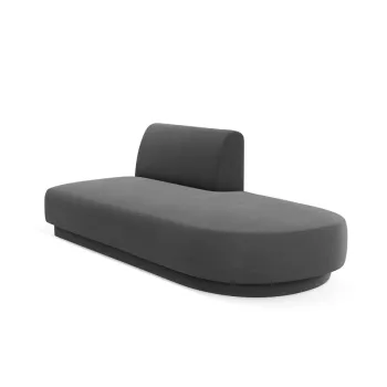 Modul canapea stanga 2 locuri, Miley, Micadoni Home, BL, 158x85x74 cm, catifea, gri imagine