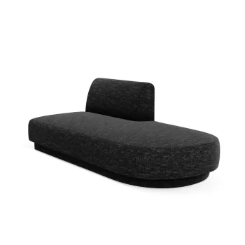Modul canapea stanga 2 locuri, Miley, Micadoni Home, BL, 158x85x74 cm, poliester chenille, negru imagine