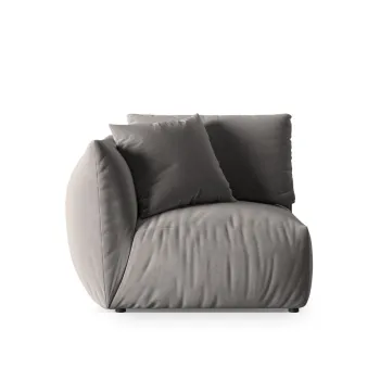 Modul dreapta pentru canapea, 1 loc, Chris-184, Micadoni Home, 110x100x80 cm, catifea, gri imagine