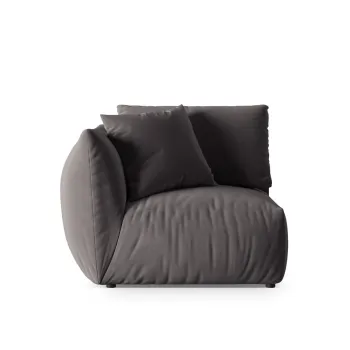 Modul dreapta pentru canapea, 1 loc, Chris-184, Micadoni Home, 110x100x80 cm, catifea, gri inchis imagine