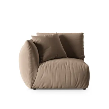 Modul dreapta pentru canapea, 1 loc, Chris-184, Micadoni Home, 110x100x80 cm, catifea, maro deschis imagine