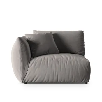 Modul dreapta pentru canapea, 1 loc, Chris-184, Micadoni Home, 130x100x80 cm, catifea, gri imagine