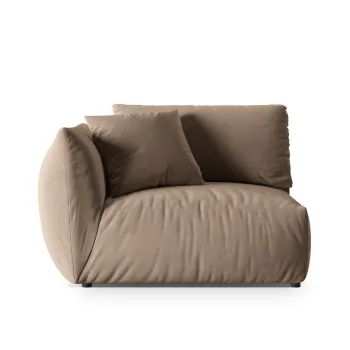 Modul dreapta pentru canapea, 1 loc, Chris-184, Micadoni Home, 130x100x80 cm, catifea, maro deschis imagine