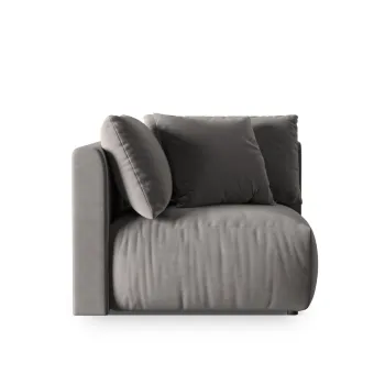 Modul pentru canapea, 1 loc, Chris-184, Micadoni Home, 100x100x80 cm, catifea, gri imagine