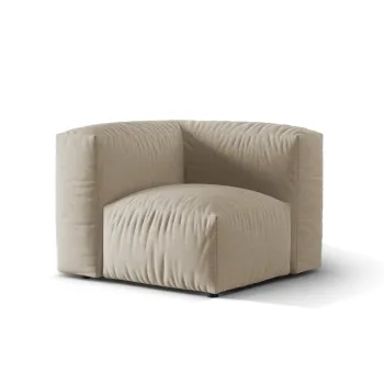 Modul pentru canapea modulara, 1 loc, Martina-169, Micadoni Home, 100x100x75 cm, tesatura structurata catifelata, bej deschis imagine