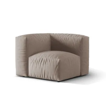 Modul pentru canapea modulara, 1 loc, Martina-169, Micadoni Home, 100x100x75 cm, tesatura structurata catifelata, bej inchis imagine