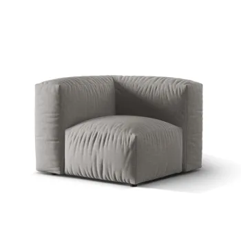 Modul pentru canapea modulara, 1 loc, Martina-169, Micadoni Home, 100x100x75 cm, tesatura structurata catifelata, gri deschis imagine