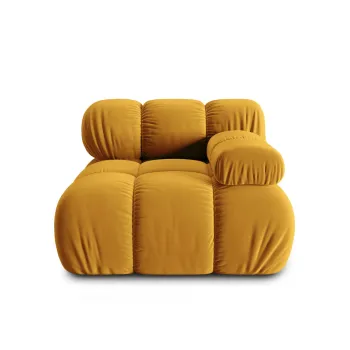 Modul stanga pentru canapea, 1 loc, Bellis-51, Micadoni Home, 94x94x70 cm, catifea, galben imagine