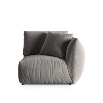 Modul stanga pentru canapea, 1 loc, Chris-184, Micadoni Home, 110x100x80 cm, catifea, gri imagine