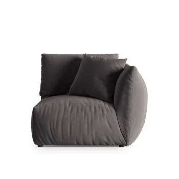 Modul stanga pentru canapea, 1 loc, Chris-184, Micadoni Home, 110x100x80 cm, catifea, gri inchis imagine