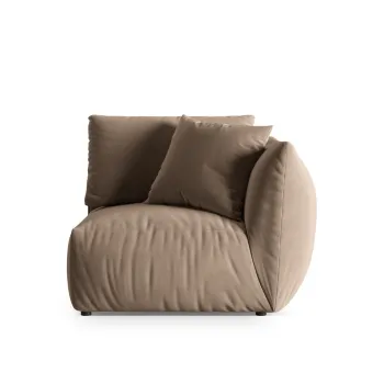 Modul stanga pentru canapea, 1 loc, Chris-184, Micadoni Home, 110x100x80 cm, catifea, maro deschis imagine