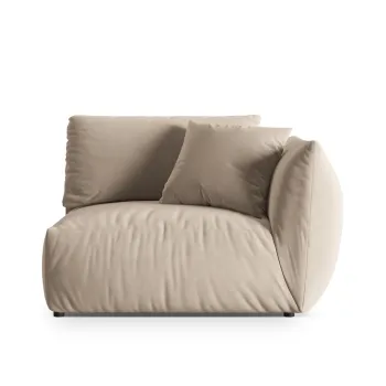 Modul stanga pentru canapea, 1 loc, Chris-184, Micadoni Home, 130x100x80 cm, catifea, ecru imagine