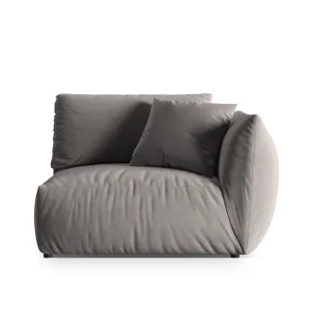 Modul stanga pentru canapea, 1 loc, Chris-184, Micadoni Home, 130x100x80 cm, catifea, gri imagine