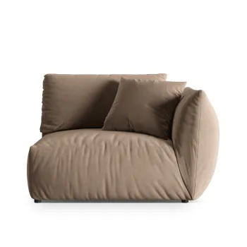 Modul stanga pentru canapea, 1 loc, Chris-184, Micadoni Home, 130x100x80 cm, catifea, maro deschis imagine