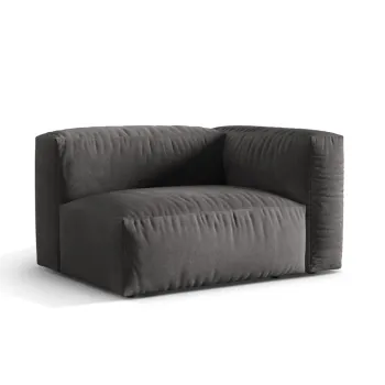 Modul stanga pentru canapea modulara, 1 loc, Martina-120, Micadoni Home, 121x106x75 cm, catifea, gri imagine