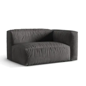 Modul stanga pentru canapea modulara, 1 loc, Martina-120, Micadoni Home, 160x106x75 cm, catifea, gri imagine