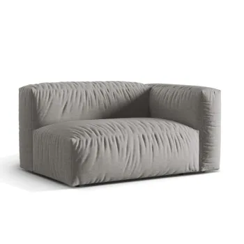 Modul stanga pentru canapea modulara, 1 loc, Martina-169, Micadoni Home, 160x106x75 cm, tesatura structurata catifelata, gri deschis imagine