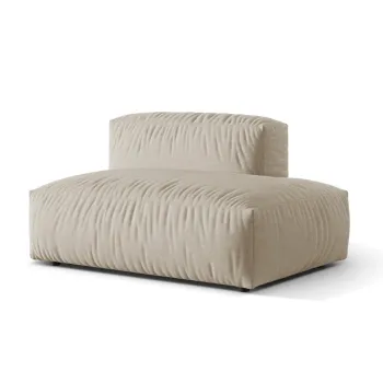 Modul stanga pentru canapea modulara, 2 locuri, Martina-169, Micadoni Home, 133x106x75 cm, tesatura structurata catifelata, bej deschis imagine