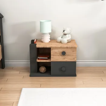 Noptiera, Arnetti, Valerin, 65x44.6x40.3 cm, PAL, Pin Atlantic / Antracit imagine