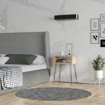 Noptiera, Asse Home, Tenby, 45x63x30 cm, PAL, Stejar / Negru imagine