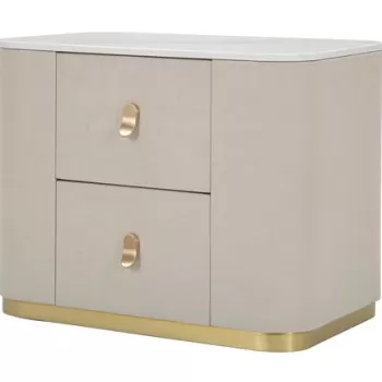 Noptiera, Beauty, Mauro Ferretti, 60 x 40 x 47 cm, lemn de pin/MDF/metal, crem/auriu imagine