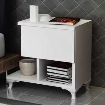 Noptiera Cast, Decorotika, 46x46x33 cm, alb imagine