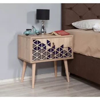 Noptiera cu 2 sertare Two 123, Vella, 60x40x61 cm, multicolor imagine