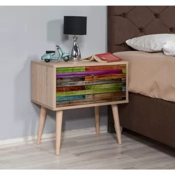 Noptiera cu 2 sertare Two 726, Vella, 60x40x61 cm, multicolor imagine