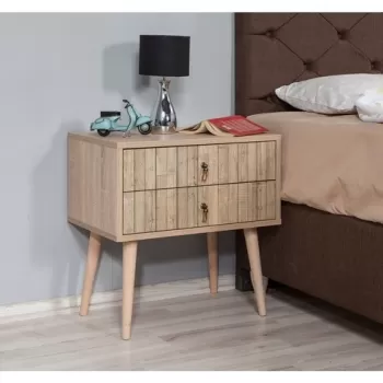 Noptiera cu 2 sertare Two 728, Vella, 60x40x61 cm, multicolor imagine