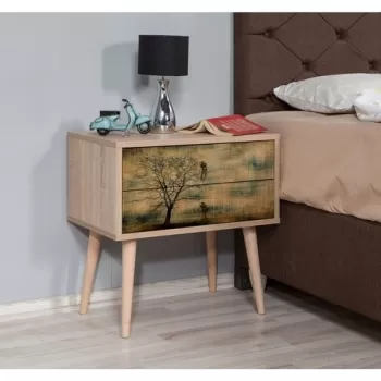 Noptiera cu 2 sertare Two 729, Vella, 60x40x61 cm, multicolor imagine