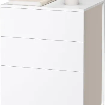Noptiera cu 3 sertare, Vasagle, 45x35x58.7 cm, asamblare fara unelte, PAL, alb mat/bej imagine