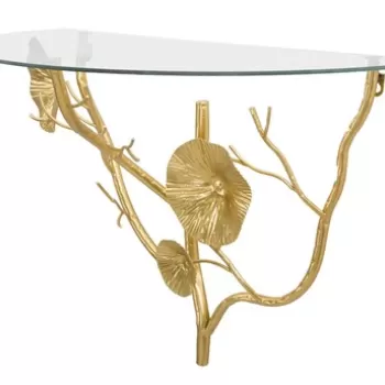 Noptiera cu fixare pe perete, Tisty, Mauro Ferretti, 60 x 30 x 40 cm, fier/sticla, auriu imagine