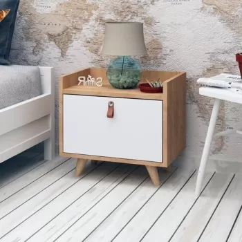 Noptiera Dopo, Mod Design, 50x40x55 cm, alb/maro imagine