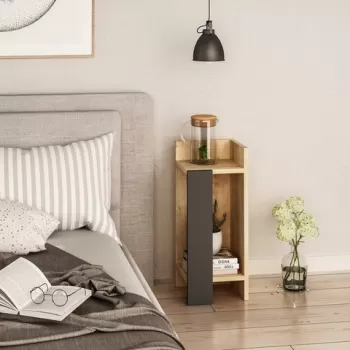 Noptiera Elos, Decortie, 25x27x60 cm, partea stanga, natural/antracit imagine