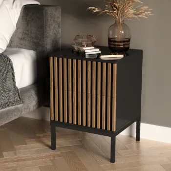 Noptiera ELTAP, Meorati, 40x40x60 cm, PAL/ABS, negru/maro imagine