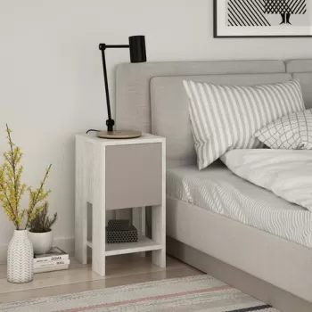 Noptiera Ema, Homitis, 30x30x55 cm, alb/maro deschis imagine