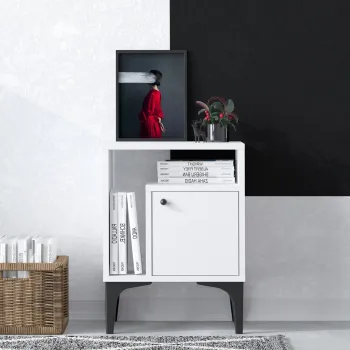 Noptiera, Emerald, Emma, 40x55x35 cm, PAL, Alb/Negru imagine