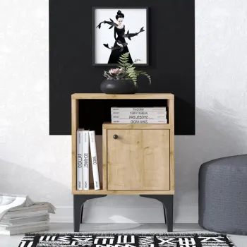 Noptiera, Emerald, Nuno, 40x55x35 cm, PAL, Nuc / Negru imagine