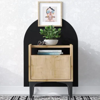 Noptiera, Emerald, Zeze, 40x50x35 cm, PAL, Nuc / Negru imagine