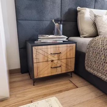 Noptiera Felicita, Kalune Design, 50x40x55 cm, antracit/maro imagine