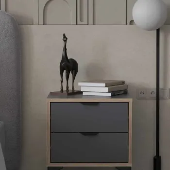 Noptiera, Hanah Home, Arden, 45x52x40 cm, Antracit imagine