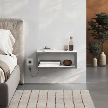 Noptiera, Hanah Home, Brik, 45x18x30 cm, Alb / Gri Retro imagine