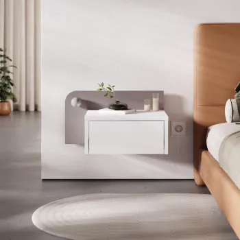 Noptiera, Hanah Home, Dotta, 52x28x30 cm, Alb / Mocha deschis imagine