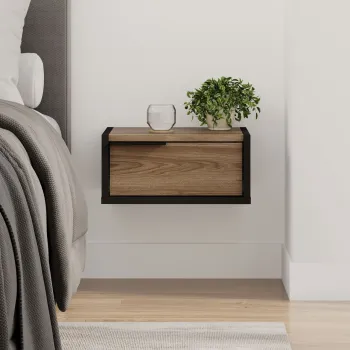 Noptiera, Hanah Home, Eco, 40x18.8x30 cm, Lemn negru / Oud imagine