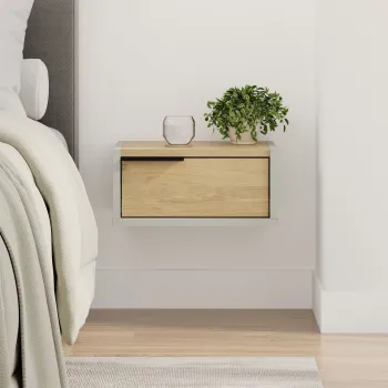 Noptiera, Hanah Home, Eco, 40x18.8x30 cm, Verde cenusiu / Stejar safir imagine